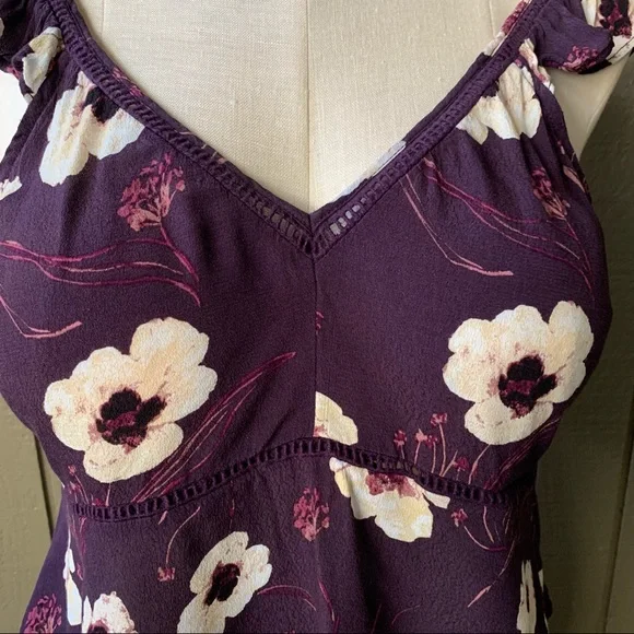Leith Purple Foral Print Sleeveless Crop Top XL - Picture 2 of 9